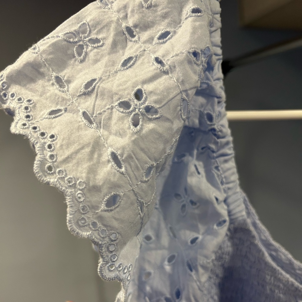 Universal Thread Light Blue Eyelet Ruffle Blouse - Picture 3 of 7